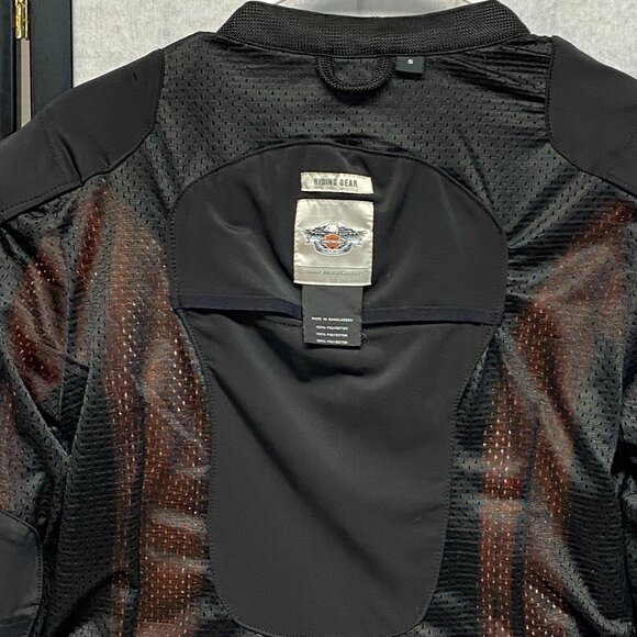 Harley Davidson Mesh Riding Jacket Black Orange Zip-Up S Genuine Motor Clothes - Picture 8 of 15